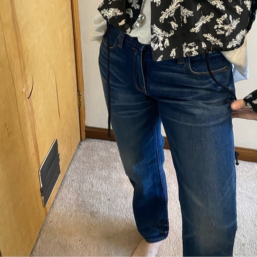 J. Crew Factory Cotton Whisker Dark Denim Jeans